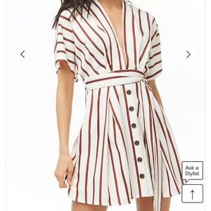 Striped Plunging Mini Dress-BRAND NEW